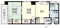 松浜ビル 2DKの間取図画像