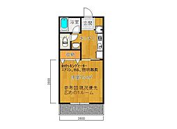 セントラル東尾道 1Kの間取図画像