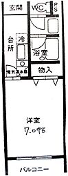 エメローズ御幸 1Kの間取図画像