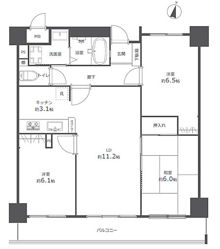 3LDK 間取り