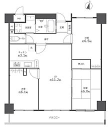 ロイヤルシャトー井口 3LDKの間取図画像