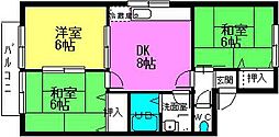 リバーサイド黒石B 3DKの間取図画像