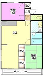 メゾン浜本 2LDKの間取図画像