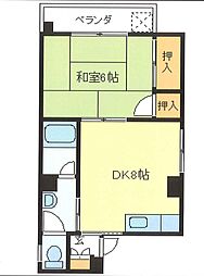 パステルクボ8 1DKの間取図画像