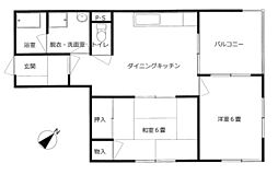 第3観音ビル 2DKの間取図画像