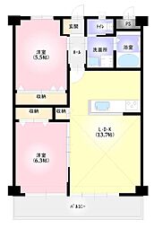鵜飼ニューハイツ 2LDKの間取図画像