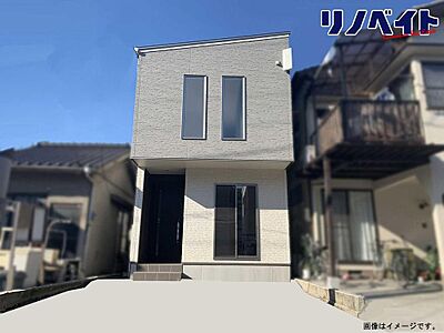 外観:便利な立地に建てる快適でコミュニケーションが取りやすいお家。景観ーイメージパース図 南側玄関先に駐車スペース2台 外観:便利な立地に建てる快適でコミュニケーションが取りやすいお家。景観ーイメージパース図 南側玄関先に駐車スペース2台
