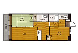 かおるコーポ 2LDKの間取図画像