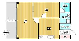 東洋コーポラス 2DKの間取図画像