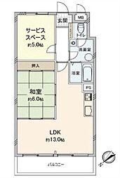 ルネ広島 2LDKの間取図画像