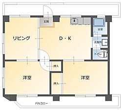 第九藤田ビル 2LDKの間取図画像