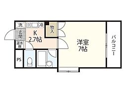 アーバンヒルズ510 305 3階1Kの間取り