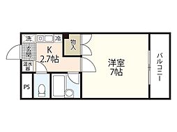 アーバンヒルズ510 1Kの間取図画像