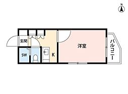 パシフィックオーシャンショーエイNo.10 1Kの間取図画像