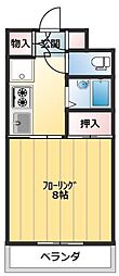 エーデル宮浦 1Kの間取図画像