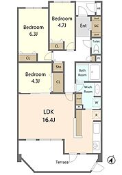 パークコート古江新町 3LDKの間取図画像