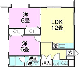 寄宮館 2LDKの間取図画像