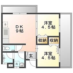 フェリーチェ長田 2DKの間取図画像