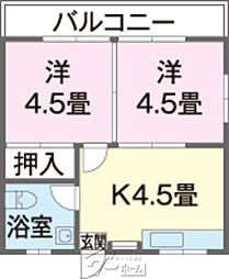 玉城アパートA棟 2Kの間取図画像
