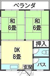 コーポラス西崎 2DKの間取図画像