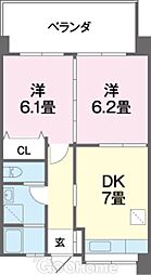 ロイヤルイン 2DKの間取図画像