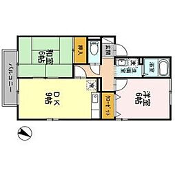 エスペランサカルムB 2DKの間取図画像