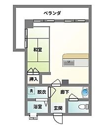 宮里マンション 1LDKの間取図画像