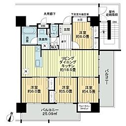 プレサンスロジェ西崎レーヴタワー 4LDKの間取図画像