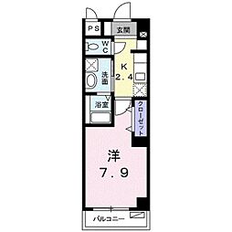 あうん荘 1Kの間取図画像