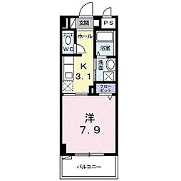 ハピネスガーデン 1Kの間取図画像