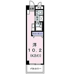 エレガンスゆい ワンルームの間取図画像