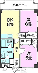 ハーヴェストヒルズ 2DKの間取図画像