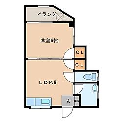 アーバンかかず 1LDKの間取図画像