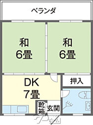 コーポ石川 2DKの間取図画像