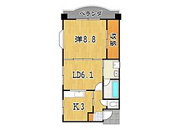 ミリオン新都心 1LDKの間取図画像