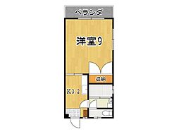コーポユキ 1Kの間取図画像