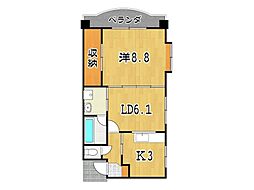ミリオン新都心 1LDKの間取図画像