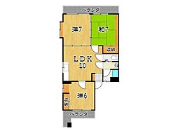 セゾンK 3LDKの間取図画像