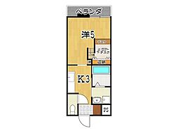 朝日ビル 1Kの間取図画像