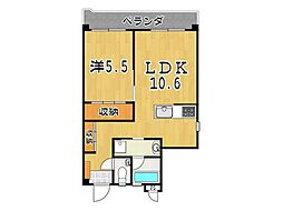 アーバンライフ曙 1LDKの間取図画像