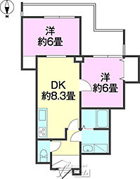 ライオンズマンション曙本通り 2DKの間取図画像