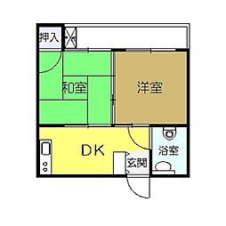 コーポ島 2DKの間取図画像