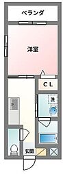 キティーハイム 1Kの間取図画像
