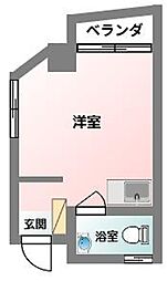 カーサ島乃 ワンルームの間取図画像