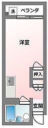 アパートメントリース大名 ワンルームの間取図画像