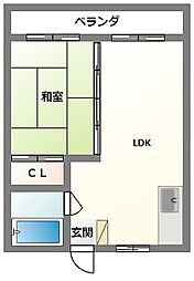 クレアールMIYABI3 1LDKの間取図画像
