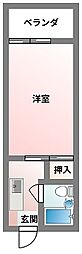 クレアールMIYABI3 ワンルームの間取図画像