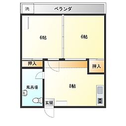 比嘉アパート 2DKの間取図画像