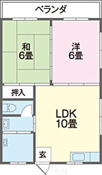 嶺正ハイツ 2LDKの間取図画像
