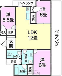 パールマンション首里大中 3LDKの間取図画像